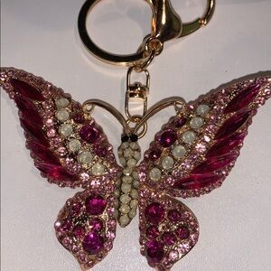 Crystal Butterfly purse/bag charm keychain nwt